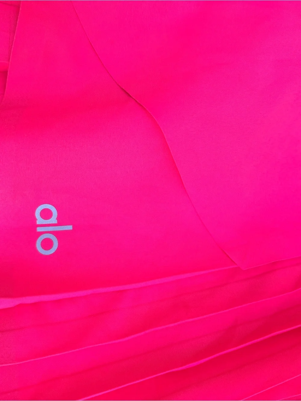 ALO Yoga Hot Pink Pleated Skater Skirt with Black Waistband